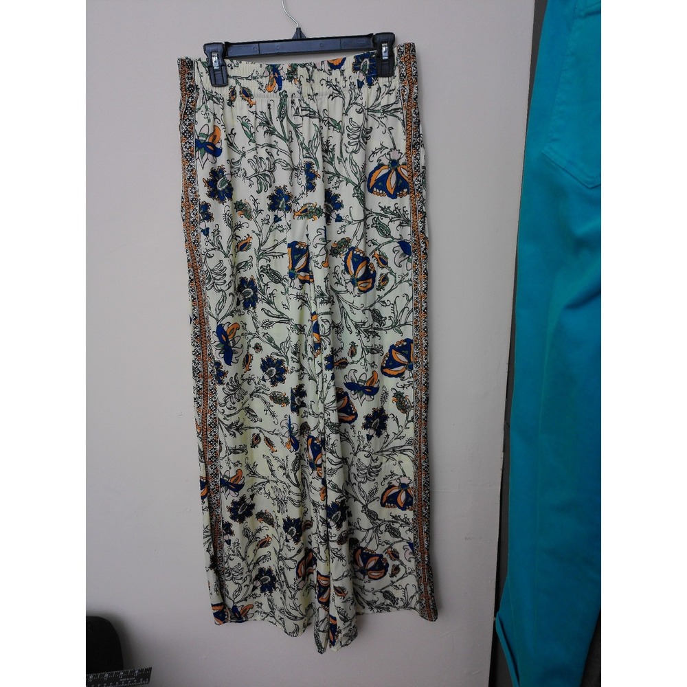Philosophy Womens Wide Leg Pants Size L Multicolor Floral Boho Smocked Waist NWT